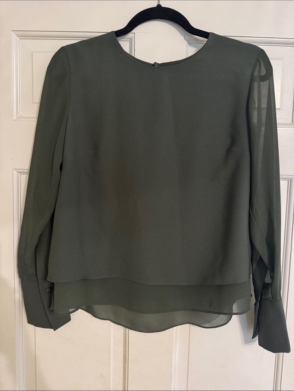 Ann Taylor Olive Layered Long-Sleeve Blouse